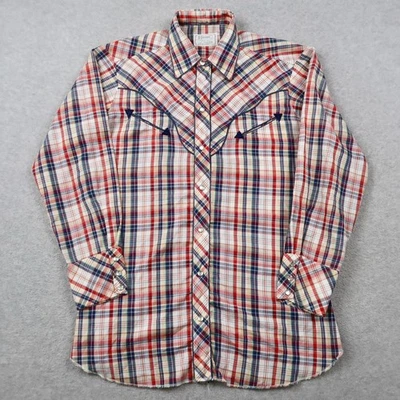 Vintage H Bar C California Pocket Western Pearl Snap Plaid Shirt Mens M/L - Image 1 of 4