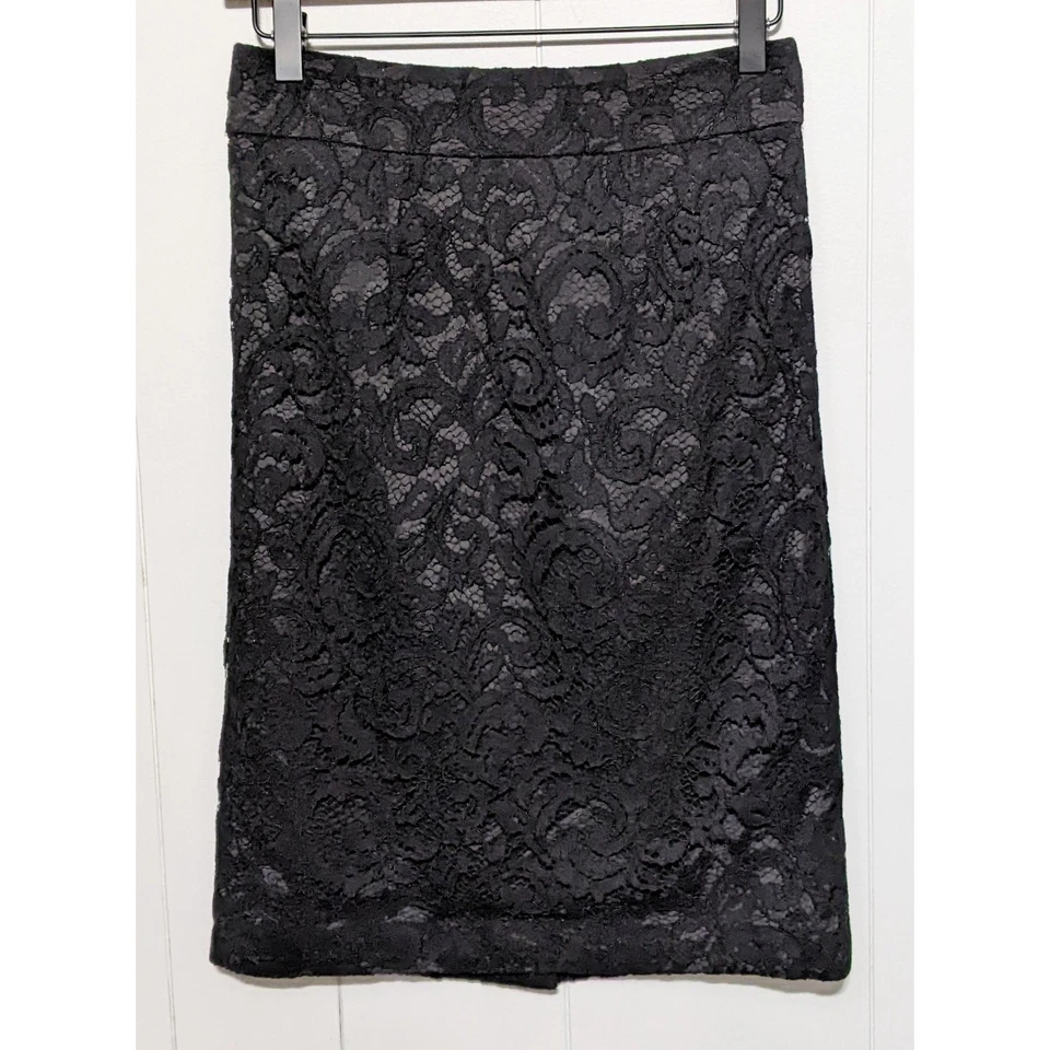 Falda Banana Republic para mujer 0 negra superposición de encaje forrada a lápiz bruja capricho Foto 4 de 4