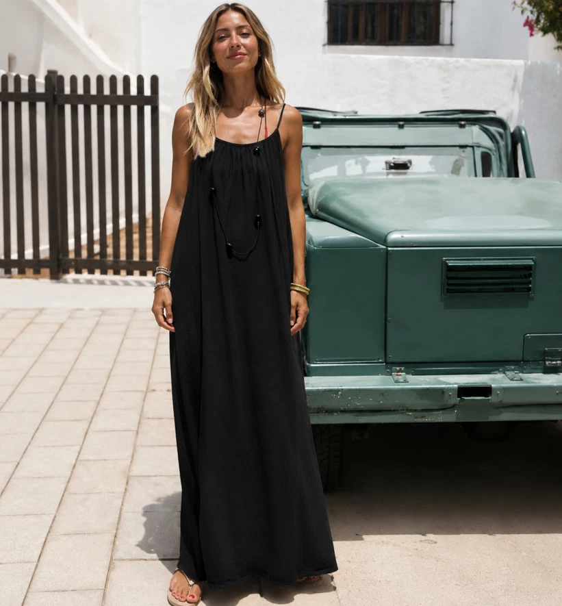 **Women’s Strapless Backless Maxi Dress Loose Casual Summer Beach Lounge
Opens in a new window or ta