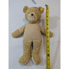 Steiff Sleep Well Bear 12" Plush Germany Button in Ear Striped Shirt