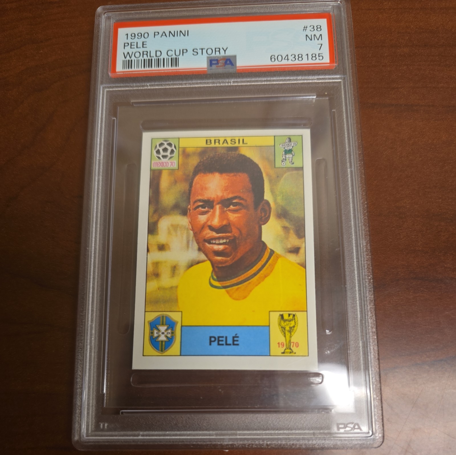 1990 ⚪ PSA 7 Pele Panini World Cup Story Album Stickers Sonric's Back #38