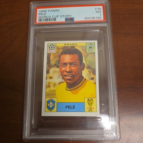 1990 ⚪ PSA 7 Pele Panini World Cup Story Album Stickers Sonric's Back #38