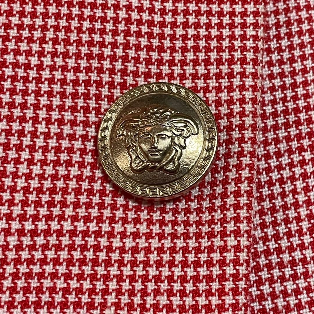 VERSACE Medusa Gold Button Tailored Jacket Wool Linen Pink 46 Used From Japan thumbnail 7