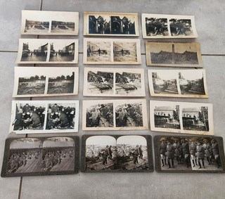 lot de vues stereoscopiques anciennes sur carton 17 x 8 cm WW1 guerre 1914 / 18