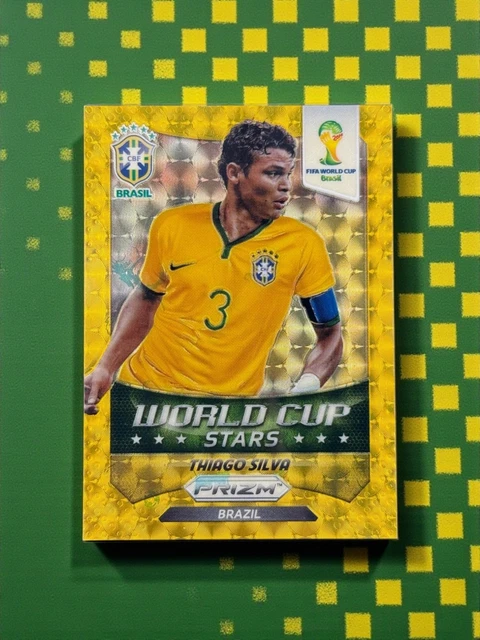 2014 Panini Prizm World Cup Thiago Silva World Cup Stars Gold Power /5 Brazil #8