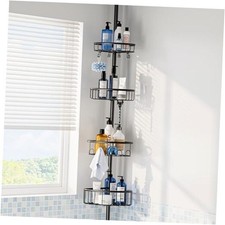 Corner Shower Caddy Tension Pole: Stainless Steel Rustproof 4 A Style-Black