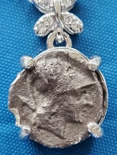 Authentic Ancient Greek Silver Coin Goddess Athena 925 Silver Necklace with COA 