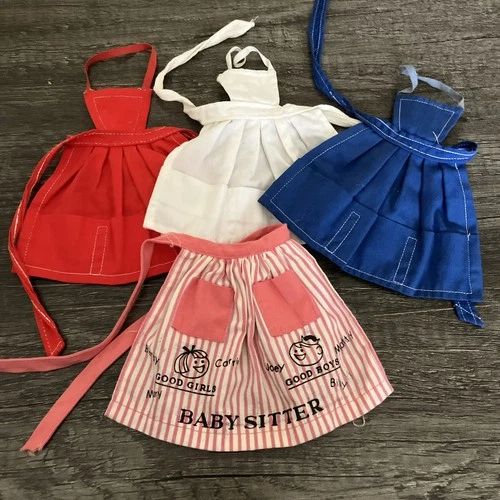 Vintage Barbie Apron Pak Red White Blue & Babysits - Set of 4 Different - MINTY