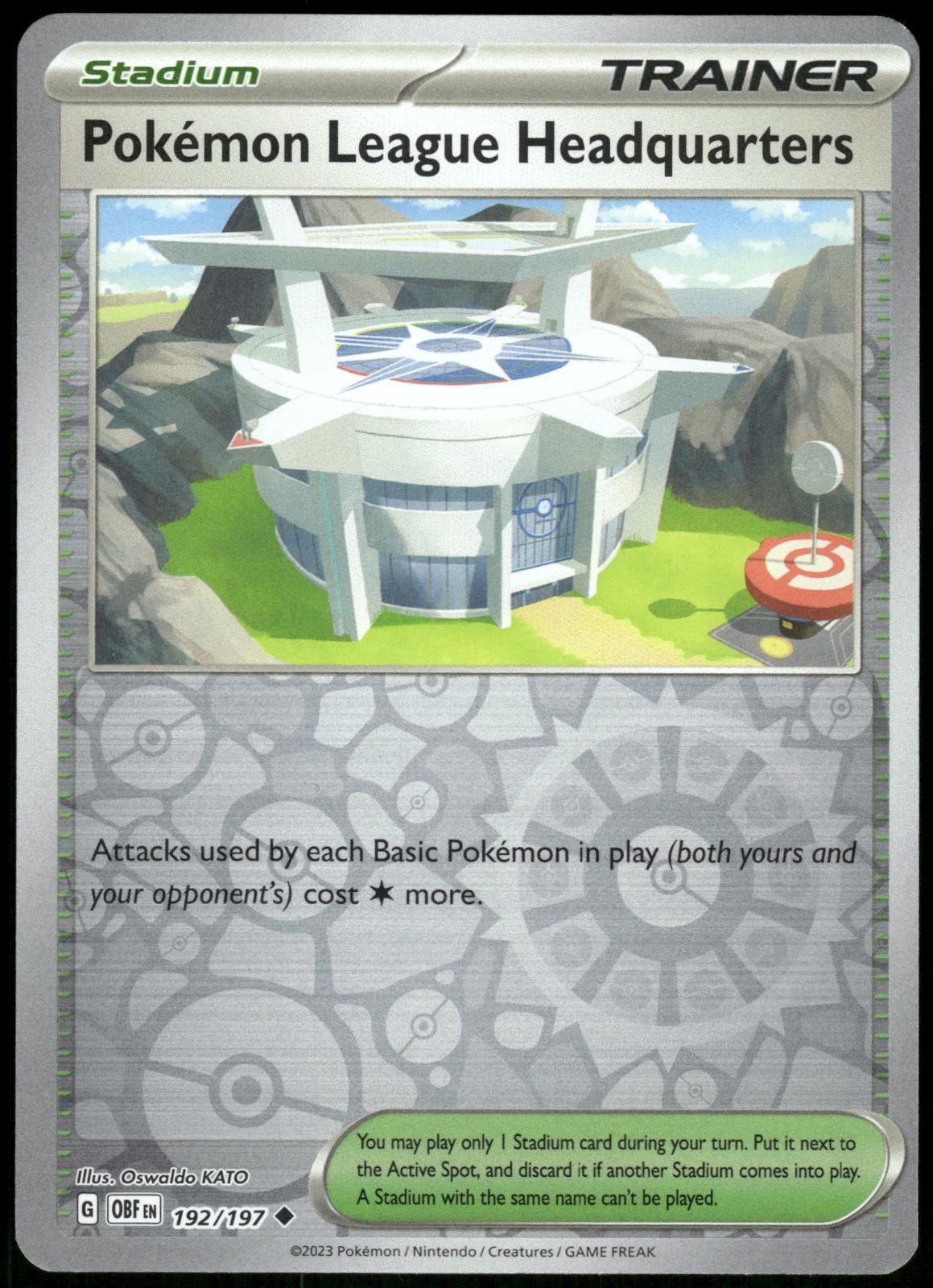 Pokemon League Headquarters 192/197 Reverse Holo Obsidian Flames Pokemon Card NM