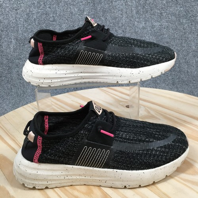 #ad Hey Dude Shoes Womens 8 Sirocco Sport Stripe Comfort Knitted Sneakers Black $43.99