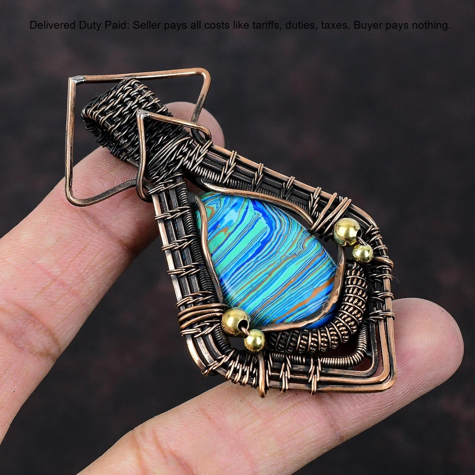 Pingente de formatura Black Friday Deal oval arco-íris pedra calsílica cobre joia - Imagem 3 de 4