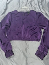 House Of Harlow 1960 Midriff Top Womens Medium Eggplant Purple Top Long sleeves