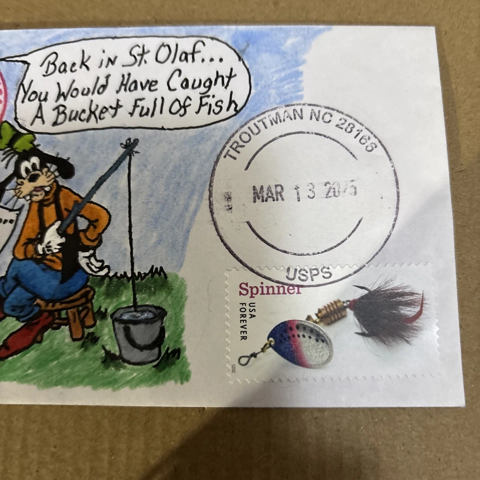2025 Freshwater Fishing Lures & Betty White Forever Stamp C104 Goofy FDC/OOAK - Image 4 of 4