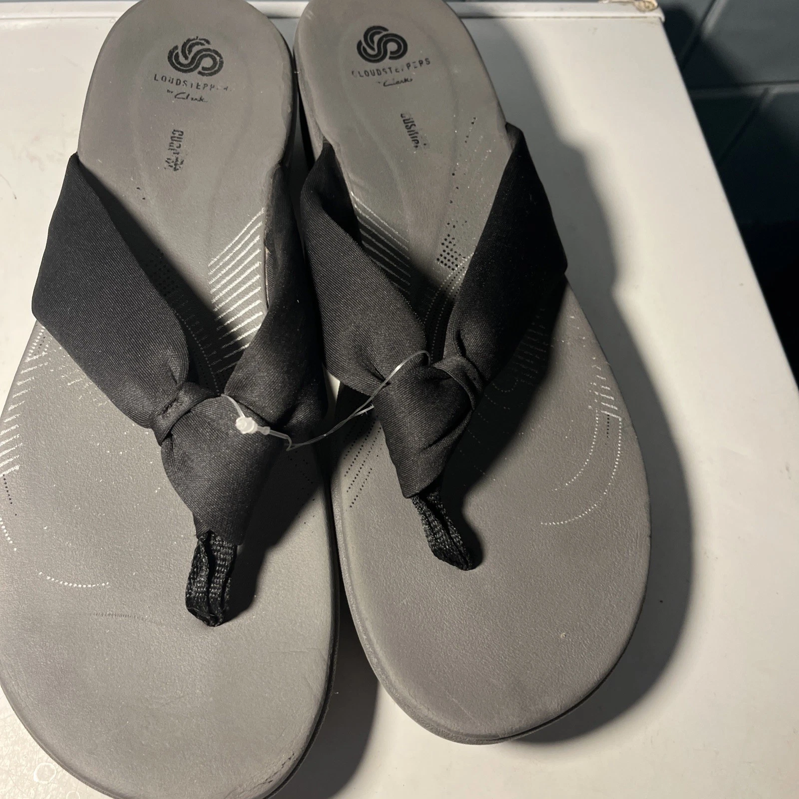 Sandali infradito donna CLARKS CLOUDSTEPPERS neri taglia 12 M