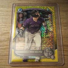 2025 Bowman Draft Max Belyeu Chrome Yellow Mojo Mega Box Refractor 1st #67/75
