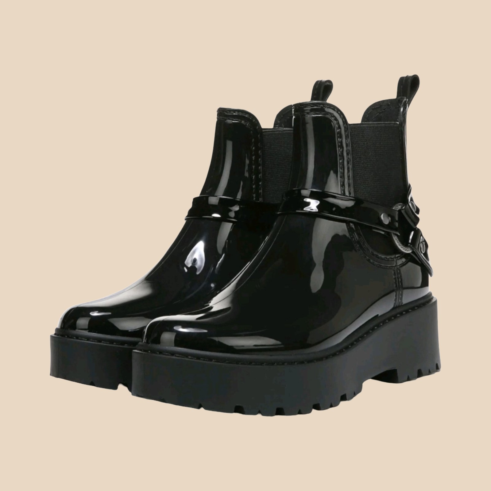 Zodiac Chelsea Boots Womens Size 8 Black Platform Chunky Lug Sole Pull On NEW-image