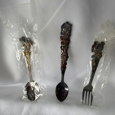 Disney Silver Plated Spoon Fork Cup Set Mickey Minnie Mouse