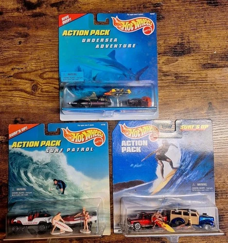 Hot Wheels Action Pack Lot Of 3 Surfing & Diving - New - Vintage