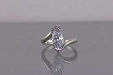 Sterling Silver 16mm Marquise Cubic Zirconia Bypass Band Ring 925 Sz: 8