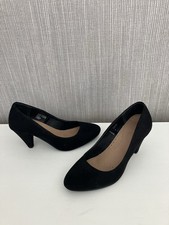 Black Faux Suede Court Shoes With Cushion Comfort Insole Worn Once Size 5