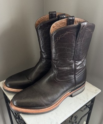 Sz 8D Mens Lucchese Raymond Chocolate Brown Ranch Hand Roper Boots M0032   