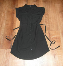 Womens Juniors Express Black Button-Up Tie Around the Waist Dress 1498