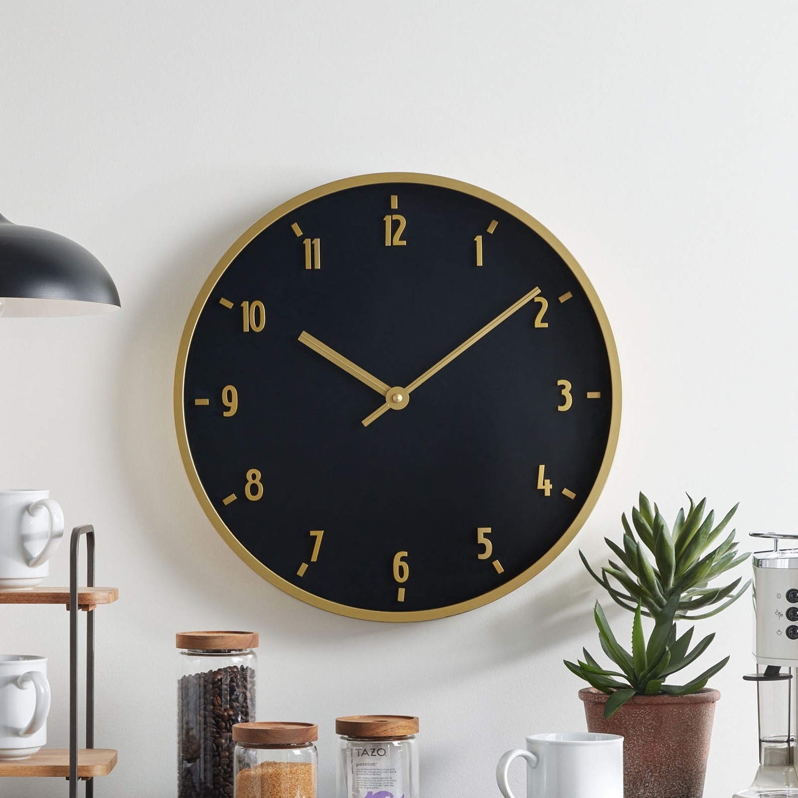 Indoor 20" Round Indoor Black and Gold Analog Wall Clock with Arabic Numbers US