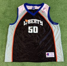 Vintage New York Liberty WNBA Jersey Rebecca Lobo Champion Size Large Black NYC