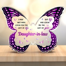GLEEVERA Daughter In Law Gifts, Birthday 5x3 inches, purple wings, clear body