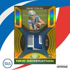2025 Panini Certified Isaac TeSlaa New Generation Jerseys Mirror Gold /10 Lions