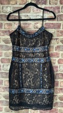 Guess Stunning Bodycon Lace Beaded Black Mini Dress - Size Medium New