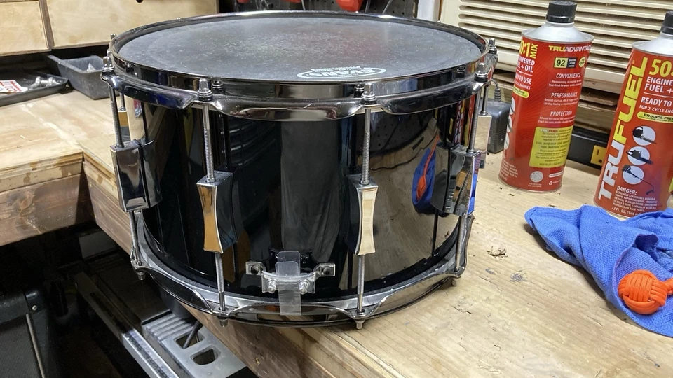 Pork Pie Maple/Oak Snare Drum Black High Gloss Lacquer 8X14 - Image 3 of 4