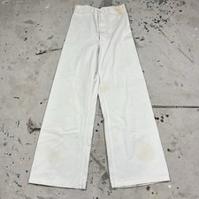 Vintage 40s WW2 US Navy White Canvas Bell Bottom Flare Pants Mens 27x31 Military