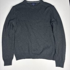 Croft  Barrow Mens Large Sweater Gray Crew Neck Pullover Knit Preppy Casual