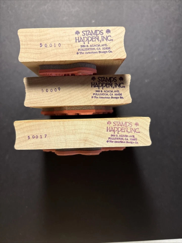 Lote de estampillas de goma de madera de oso de peluche corriendo niño pesca niña - nuevas Foto 3 de 4