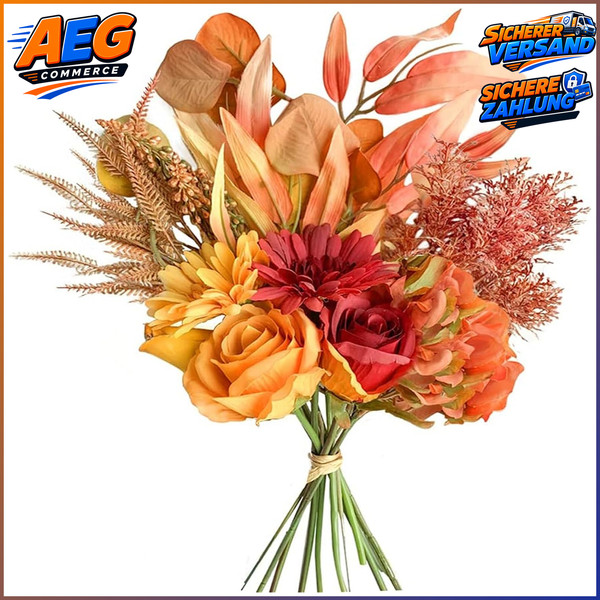 KüNstliche Rosen Herbstblumen Seidenblumen Deko Blumenarrangements Zimmerdeko-image
