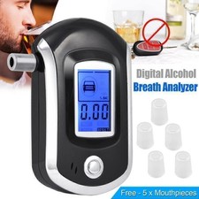 Mini Portable Breath Alcohol Tester AT6000 Digital Blue LCD Display Sound Alarm