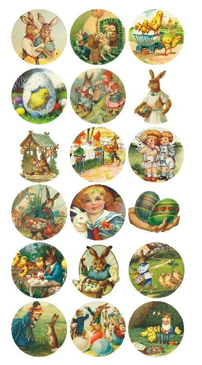 Vintage Easter Eggs Bunny Basket Labels Stickers Decals CRAFTS Made In USA #D353