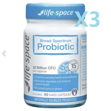 (BULK 3X) Life Space Broad Spectrum Probiotic 60 Capsules X3 (New Zealand)