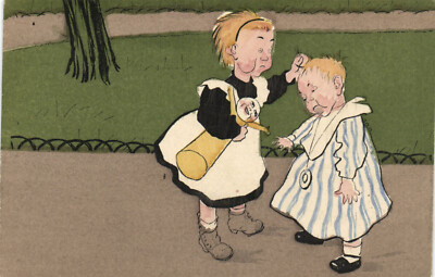 PC KÜNSTLER SIGNIERT, SANCHA, KINDER SPIELEN, Vintage Postkarte (b52644)