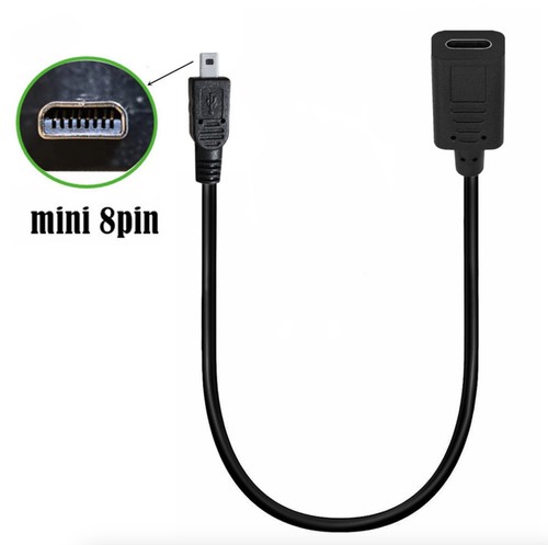 USB 8 Pin Mini B to USB C Data Sync Charge Extension Cable | Male to Female 0.3m - Picture 5 of 6