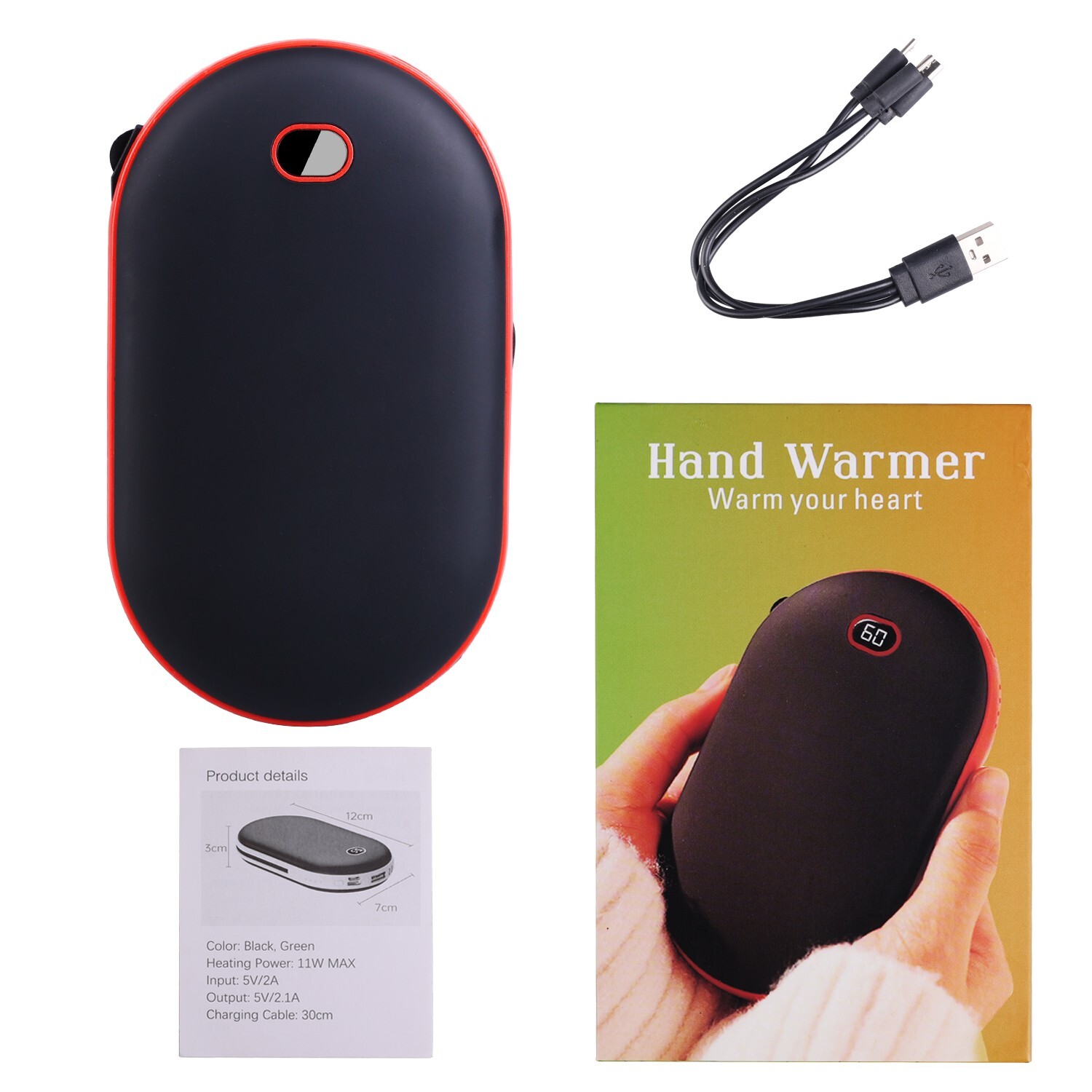 10000mAh Rechargeable Hand Warmers USB Power Bank Electric Pocket Heater Warmer