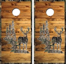 Camouflage Deer Scene Cornhole Board Wrap LAMINATED Decal Vinyl Sticker 4322