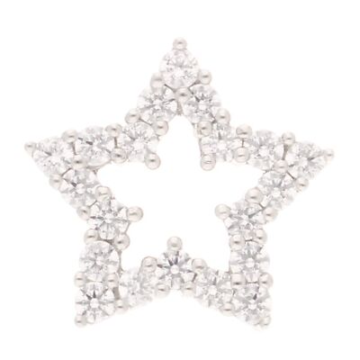 Sterling Silber simulierter Diamant Stern Anhänger (17,5x16,5mm)