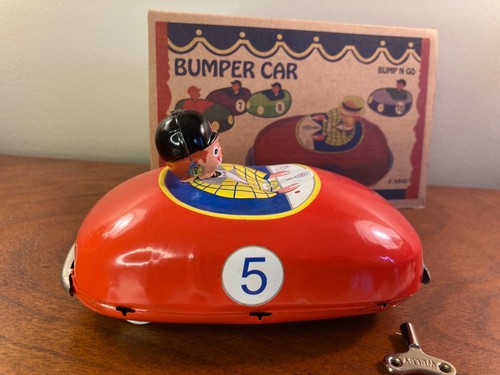 Welby Reproduction Tin Wind-up Clown Bump-n-go Bumper Car NIB - Picture 3 of 5