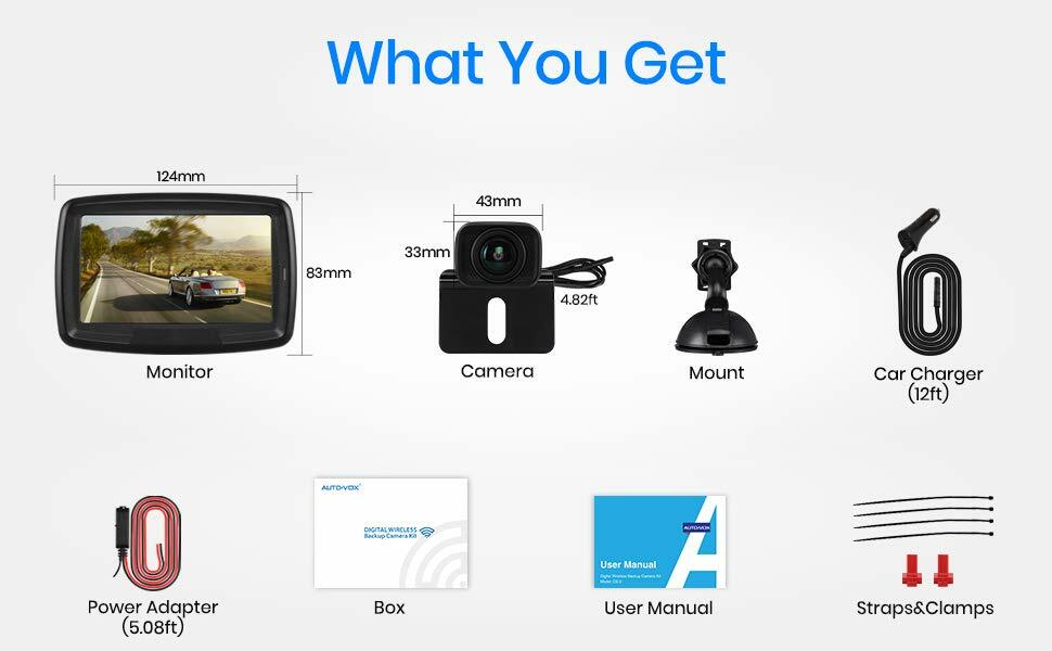Auto-Vox CS2 Digital Wireless Backup Camera Kit LCD Monitor