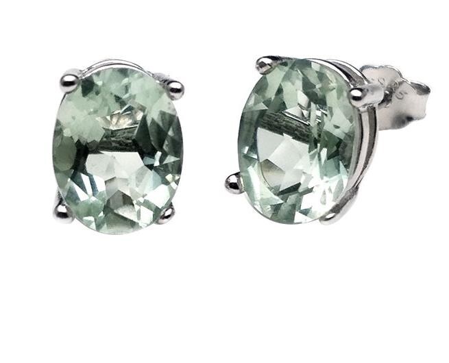 Green Amethyst Studs, Natural Green Amethyst Stud Earrings,Natural Gemstone  Stud
