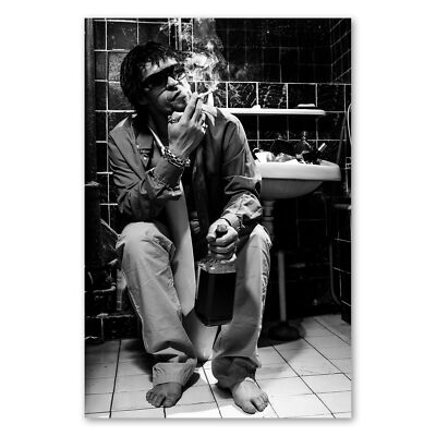 Postereck 3696 Poster Leinwand Party Boy, WC Alkohol Rauchen Schwarz Weiss