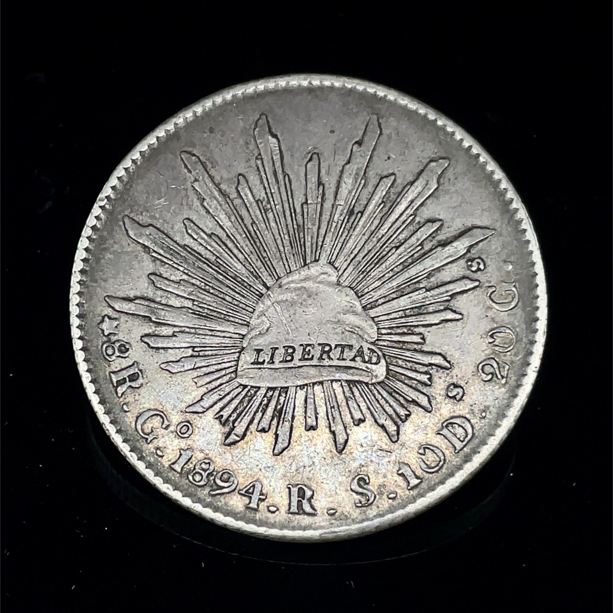 1884 Zs JS Mexico 8 Reales ZACATECAS Mint Libertad Cap & Rays