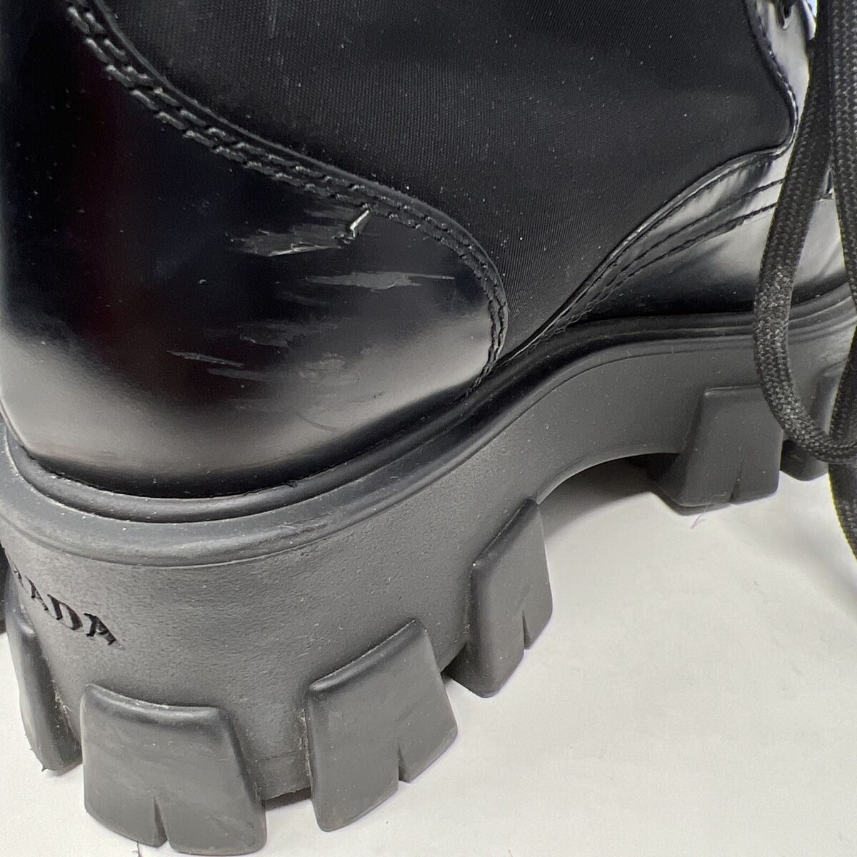 Prada Leather And Re-Nylon Boots With Pouch In Black - Size Prada Leather And Re-Nylon Boots With Pouch In Black - Size